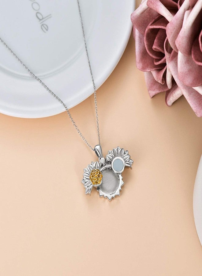 LONAGO Sunflower Locket Necklace That Hold Pictures Sunflower Photo Locket Necklace Gift for Women - Image 4