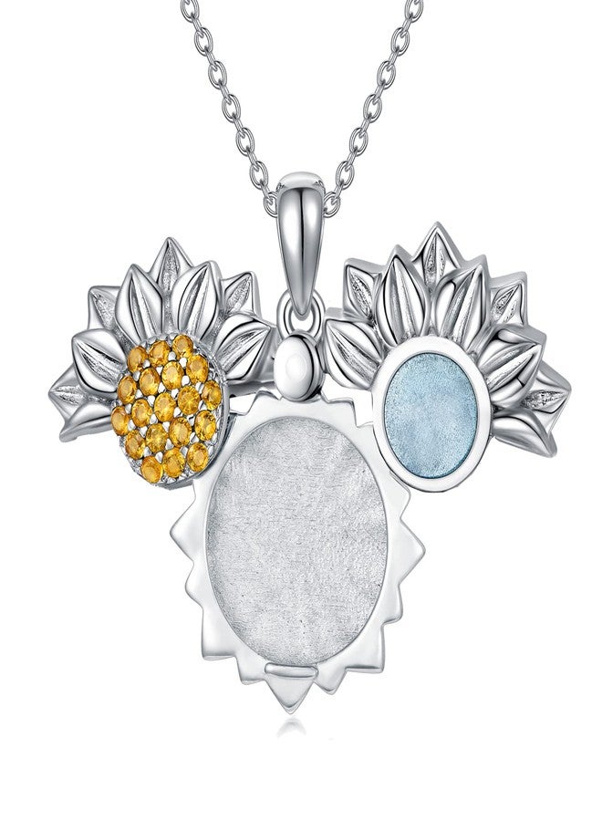 LONAGO Sunflower Locket Necklace That Hold Pictures Sunflower Photo Locket Necklace Gift for Women - Image 2