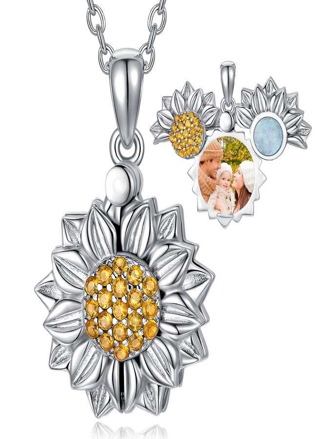LONAGO Sunflower Locket Necklace That Hold Pictures Sunflower Photo Locket Necklace Gift for Women - Image 1