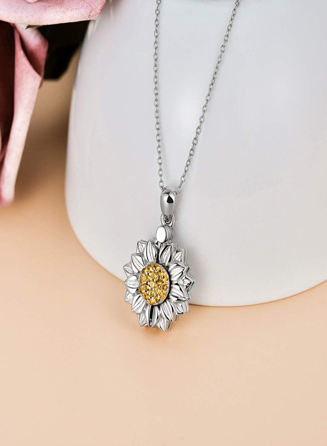 LONAGO Sunflower Locket Necklace That Hold Pictures Sunflower Photo Locket Necklace Gift for Women - Image 3