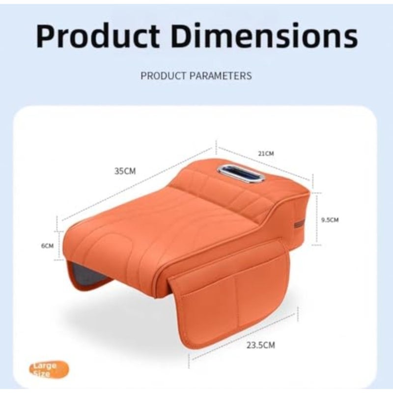 for Rox 01 2023-2025 Multifunctional Car Armrest Box Pad with Built-in Tissue Holder, Orange PU Leather Center Console Cover Cushion, 35×23.5×21cm Universal Car Interior Arm Rest Protector - Image 2