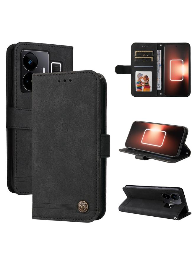 S-TOP Case For Realme GT Neo 5 5G / GT3 Skin Feel Life Tree Metal Button Leather Phone Case - Image 1