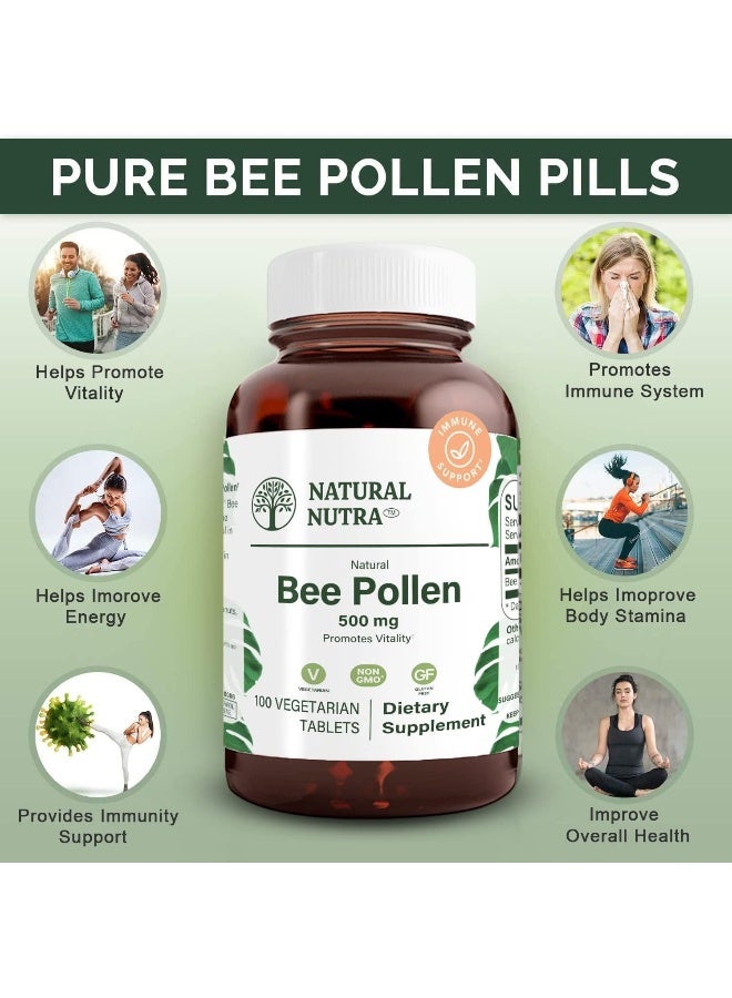 Natural Nutra 100% Pure And Raw Bee Pollen Pills For Energy, Healthy Skin, Allergy Relief, Antifungal, Immunity, Health And Vitality Supplement - Image 3