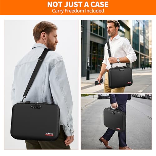 JUNDUN Fireproof Document Box with Lock & Shoulder Strap,Hard Shell Case Document Organizer with 13 Pockets Accordion File Organizer,Portable Home Office Travel Safe Storage for Files Laptop and More - Image 5