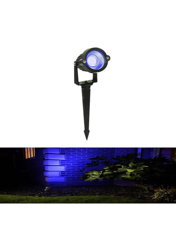 ESNCO ضوء LED للمناظر الخارجية 7 واط ضوء حديقة مقاوم للماء كشاف LED مع قاعدة مدببة لمصباح زينة الحديقة (أزرق) - Image 1