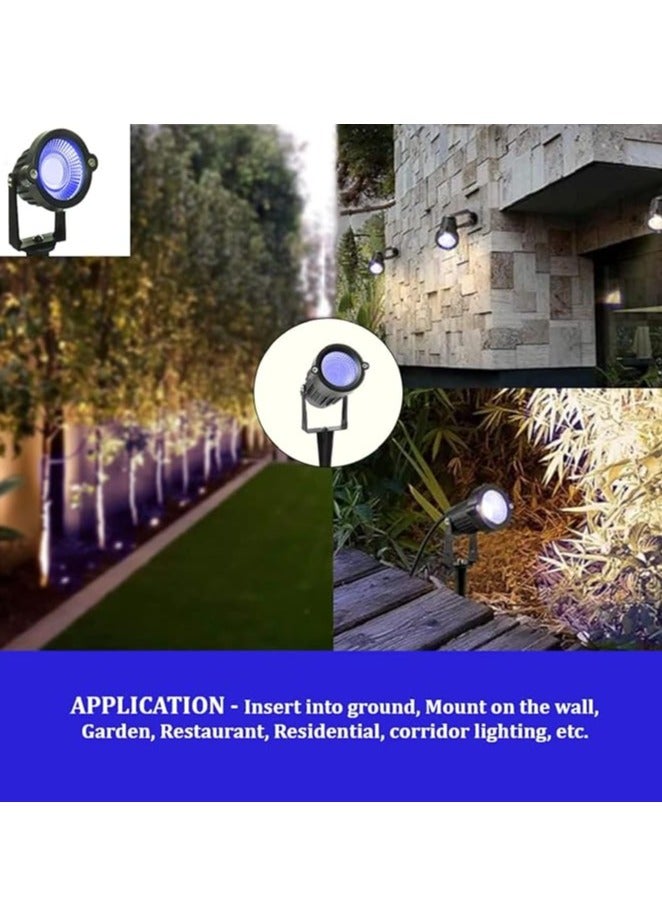 ESNCO ضوء LED للمناظر الخارجية 7 واط ضوء حديقة مقاوم للماء كشاف LED مع قاعدة مدببة لمصباح زينة الحديقة (أزرق) - Image 3