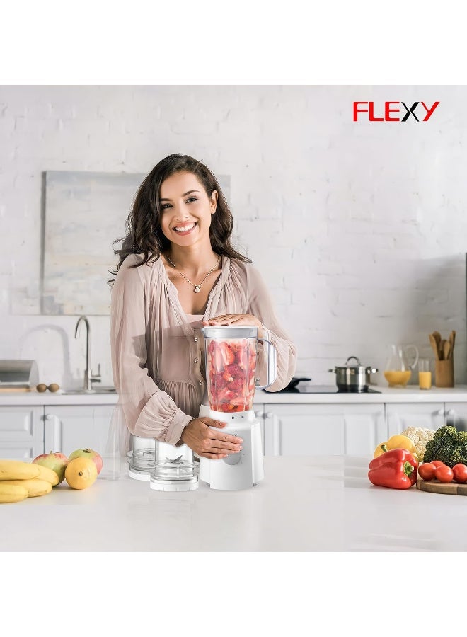 فليكسي جهاز FLEXY متعدد الوظائف بقوة 650 واط: خلاط، عصارة، مطحنة | جهاز مطبخ 3 في 1 مع وعاء سعة 1.6 لتر، قفل أمان وتصميم أبيض أنيق - Image 4
