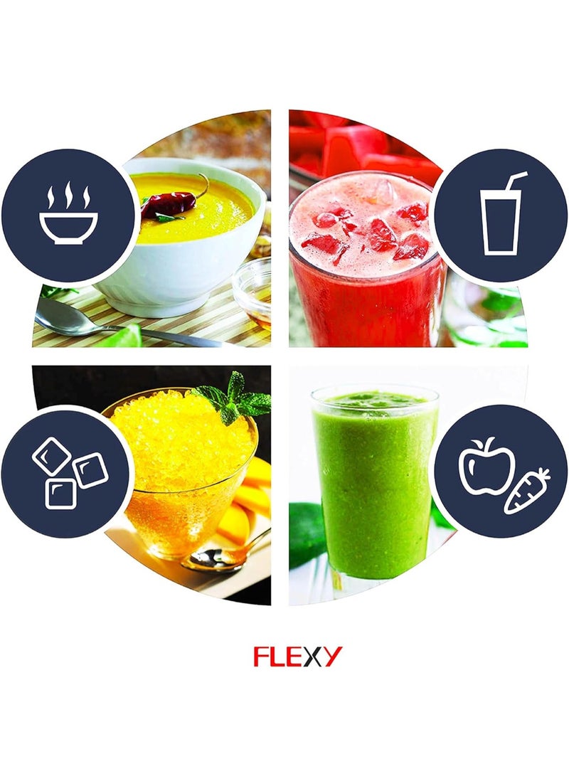 فليكسي جهاز FLEXY متعدد الوظائف بقوة 650 واط: خلاط، عصارة، مطحنة | جهاز مطبخ 3 في 1 مع وعاء سعة 1.6 لتر، قفل أمان وتصميم أبيض أنيق - Image 2