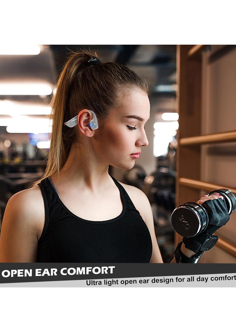 سيوسي Open-Ear Bluetooth Bone Conduction Sport Headphones, Sweat Resistant Wireless Earphones for Workouts and Running Built-in Mic, Grey - Image 4