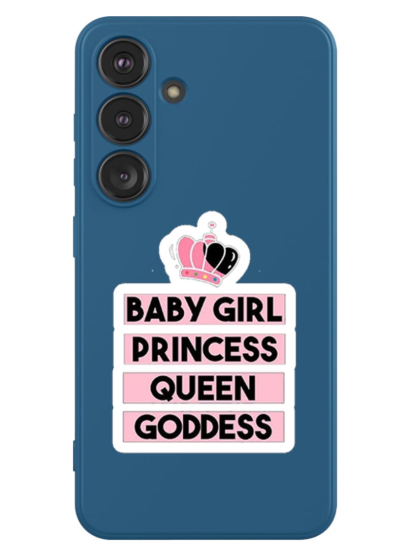 Theodor Protective Slim Fit Case Liquid Silicone Cover with Full Body Protection Anti-Scratch Shockproof Case For Samsung Galaxy S24 (Blue) - Baby Girl Princess white - Image 1