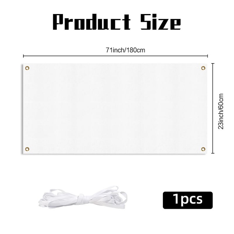Luktastic Blank Banner, Large White Polyester Oxford Cloth Sublimation Blank Banners with Hanging Rope For Outdoor Wall, DIY Banner Kit Decoration for Business Graduation Birthday Party 2 Ã— 6ft, I Pack - Image 2
