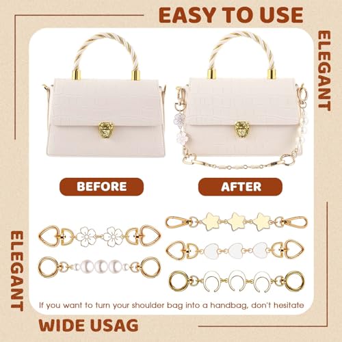 Remuuly 5 Pcs Bag Extender Chain Purse Strap Extender Gold Metal Bag Replacement Chain for Handbag Crossbag ShoulderBag Making Supplies Purse Chains Accessories(Elegant) - Image 3