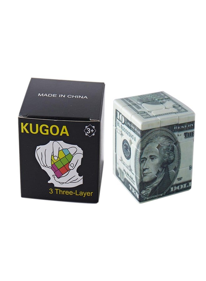 Kugoa Speed Cube 3x3 Ten-Dollar Notes/Bill Back Pattern Magic Cube Puzzle,IQ Games Puzzles Relief Effect Adult Toys,5.6cm/2.2" (10 Dollars) - Image 5
