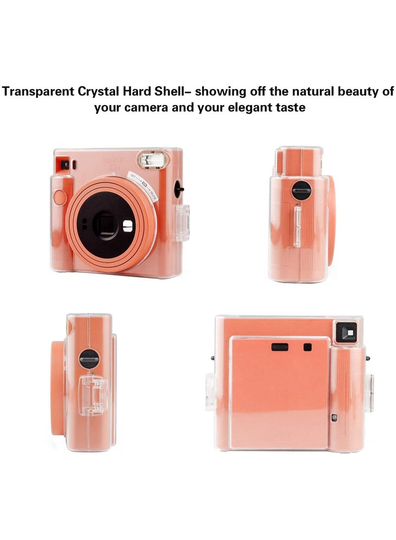 Protective Clear Case for Fujifilm Instax Square SQ1 Instant Film Camera, Crystal Hard PC Cover for Instax Square SQ1 with Removable Rainbow Shoulder Strap (Transparent) - Image 4