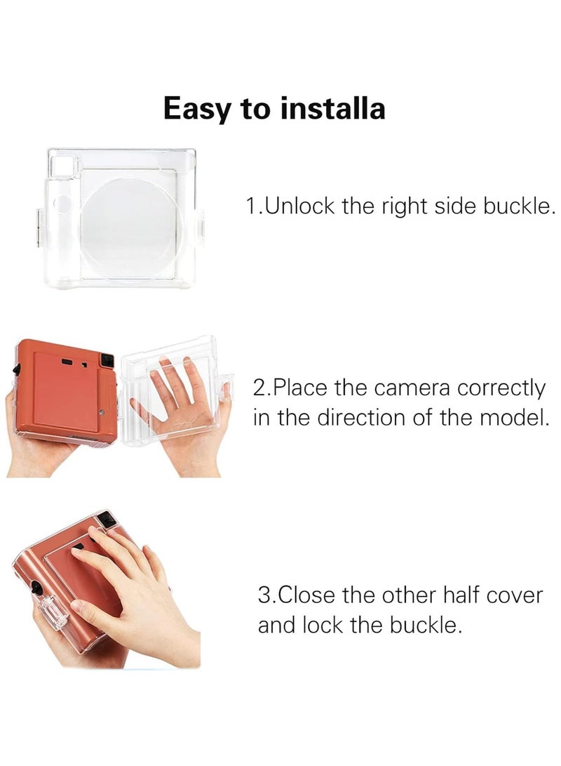 Protective Clear Case for Fujifilm Instax Square SQ1 Instant Film Camera, Crystal Hard PC Cover for Instax Square SQ1 with Removable Rainbow Shoulder Strap (Transparent) - Image 5