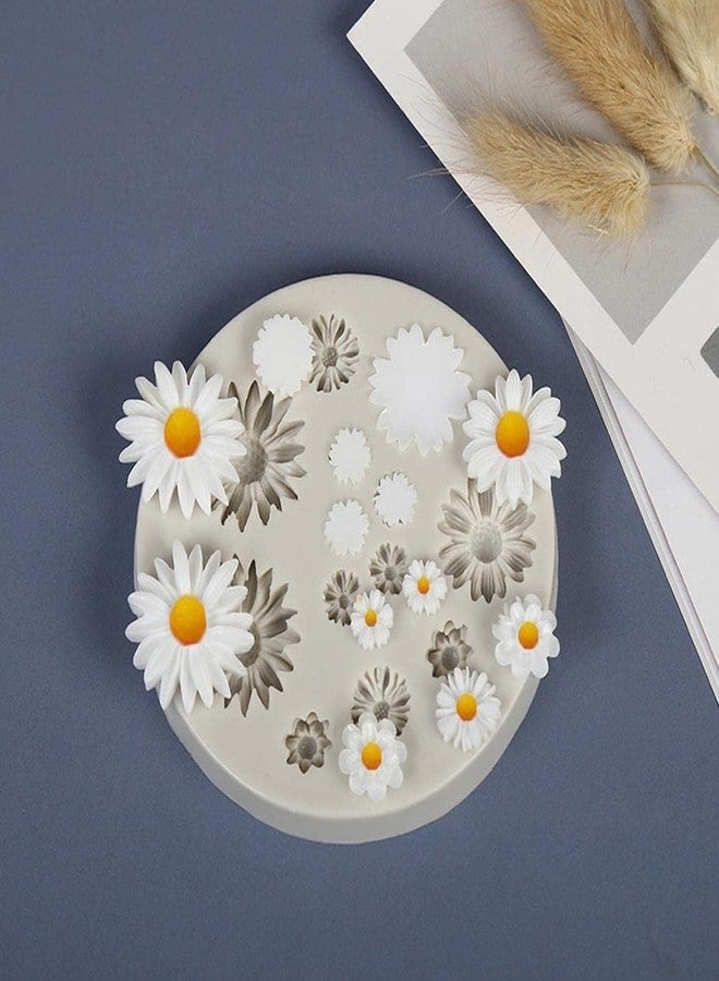 aoukoslt Cute Flower Silicone Molds Daisy Shape Fondant Candy Mould Mini Flower Chocolate Molds for Cake Decoration Cupcake Topper Fudge Polymer Clay, Fondant and Gum Paste Molds - Image 3