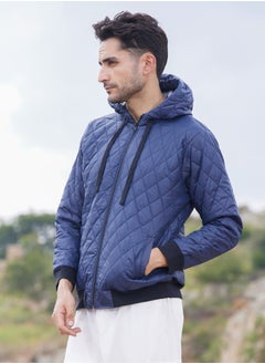 Campus Sutra Men's Blue Quilted Puffer Jacket With Zip-Closure  - Image 3