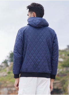 Campus Sutra Men's Blue Quilted Puffer Jacket With Zip-Closure  - Image 5