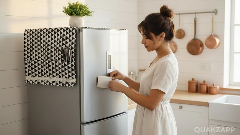 Quakzapp Refrigerator Cover Sea Cotton Cloth Anti-dust Cover Fridge Towel dust Cover Freezer Refrigerator Desktop Sundries Washing Machine Organize Storage Bags ( 130 x 55 cm) (Black) - Image 2