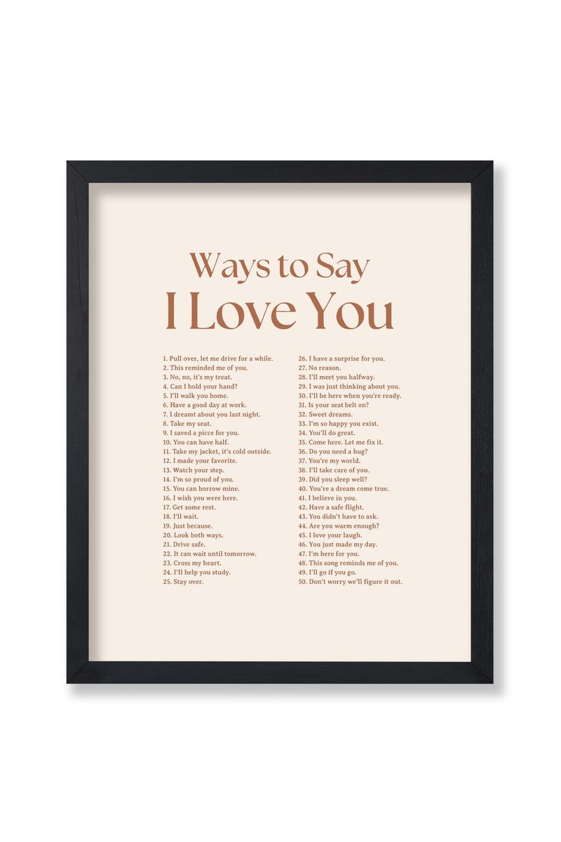 Poster Master Ways To Say I Love You Poster - Motivational Print - Valentine's Day Art - Positive Quote Art - Love Art - Brown Typography Art - Romantic Living Room Decor - 8x10 UNFRAMED Wall Art - Image 1