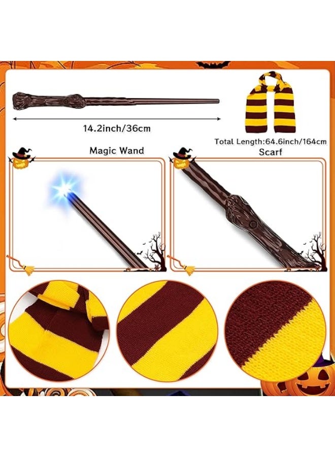 Arabest Halloween Costumes - Wizard Costume Set with Robe, Hat, Magic Wand, Scarf, Tie, Glasses,Tattoo, Halloween Costumes - Image 4