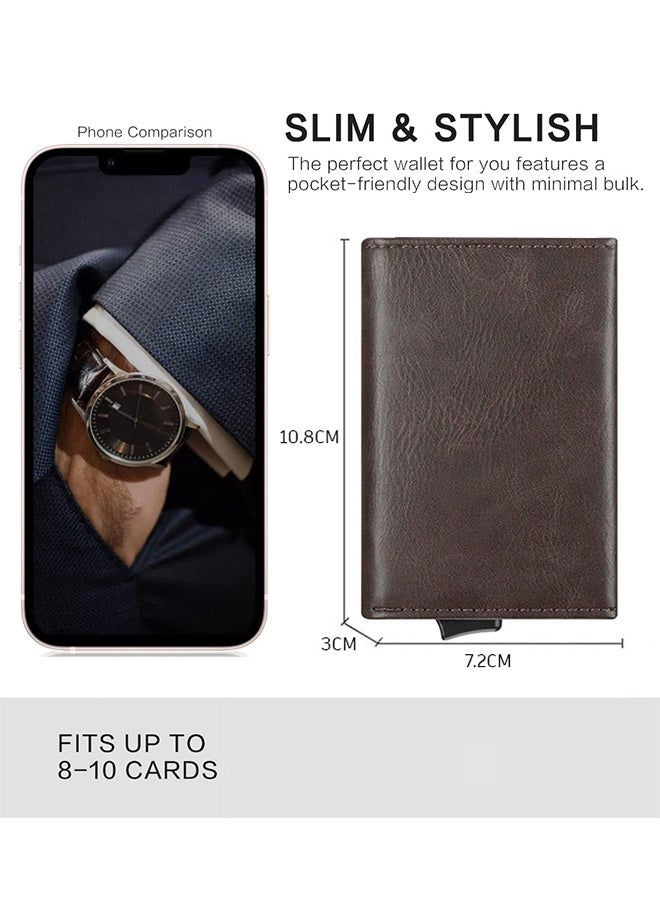 Gloryful Credit Card Holder Pop Up Card Wallet, RFID Blocking Anti Theft with RFID Blocking, Minimalist Leather Wallets for Men Women, Automatic Card Holder wallet (Coffee) - Image 5