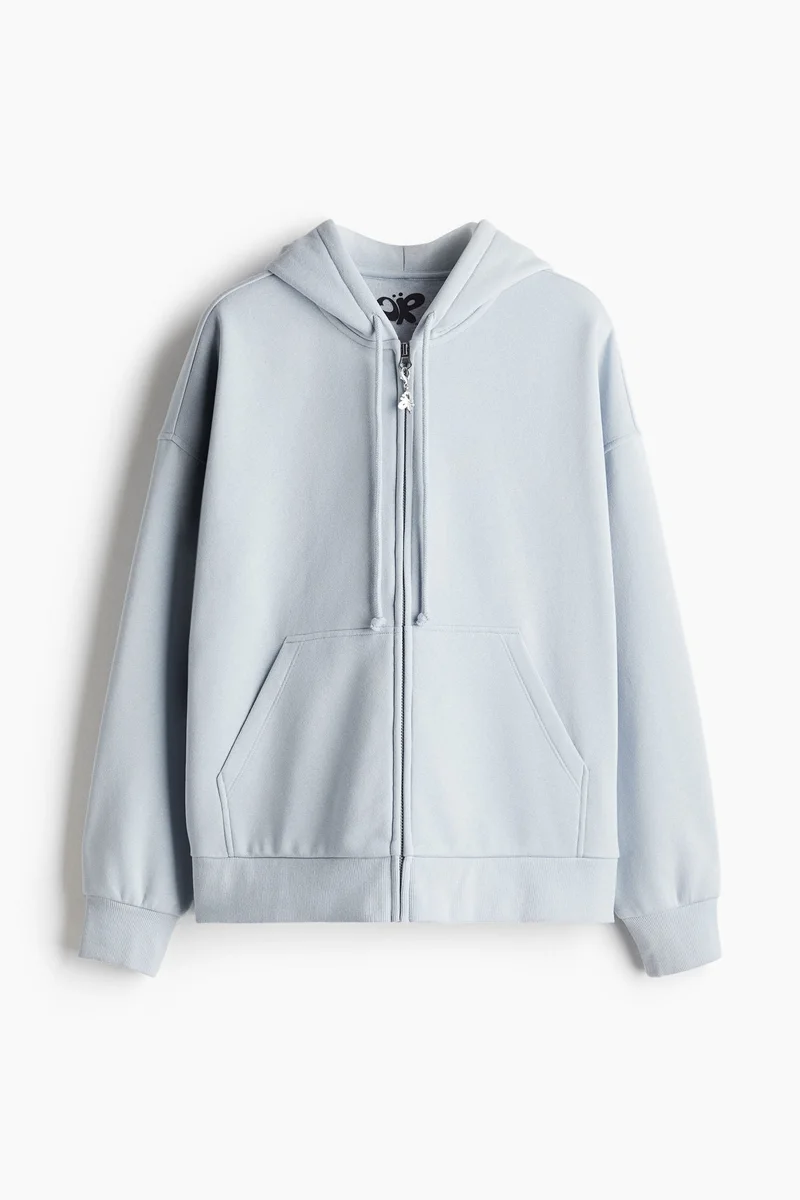 H&M Oversized Motif-Detail Zip-Through Hoodie