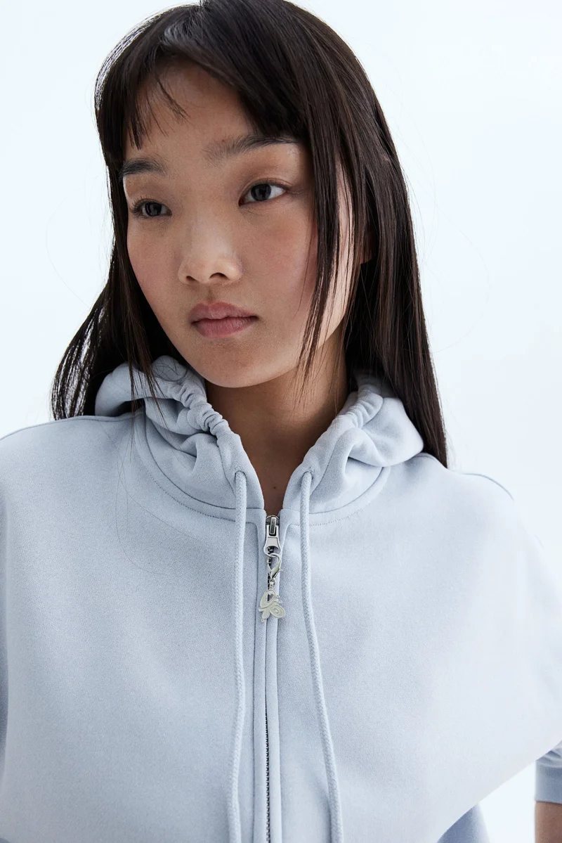 H&M Oversized Motif-Detail Zip-Through Hoodie