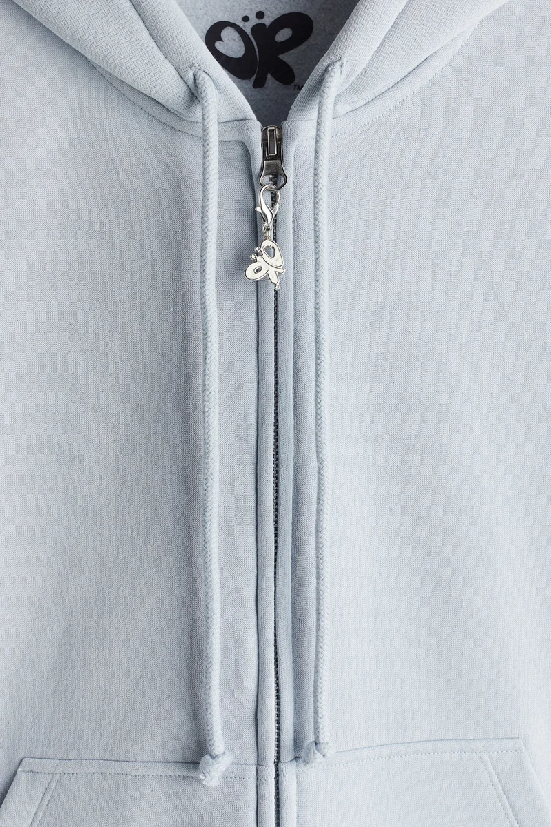 H&M Oversized Motif-Detail Zip-Through Hoodie