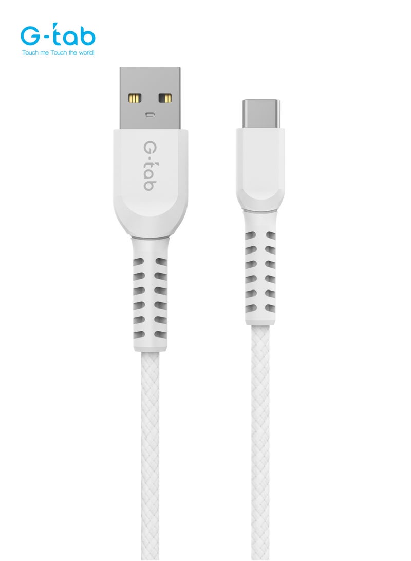 G-Tab كابل G-Tab GAC01 عالي الجودة، 3A، AWG 24/30، معدل نقل بيانات 480 ميجابت في الثانية، شحن سريع، مضفر نايلون، بطول 1.5 م، كابل من نوع A إلى C للابتوب/آيفون/هاتف أندرويد/سامسونج - Image 1