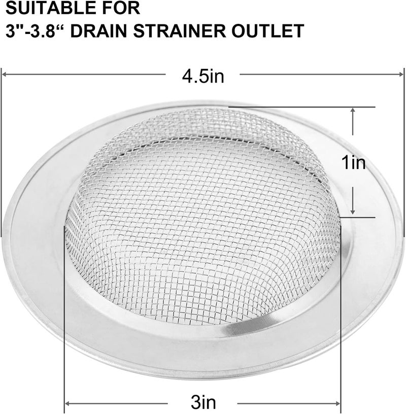 CORNERJOY 2PCS Kitchen Sink Strainer-Stainless Steel Mesh Drain Strainer,Large Wide Rim 4.5" Diameter - Image 2