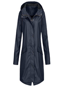 Women Solid Stripe Rain Jacket Outdoor Plus Medium And Long Waterproof Hooded Raincoat Windproof