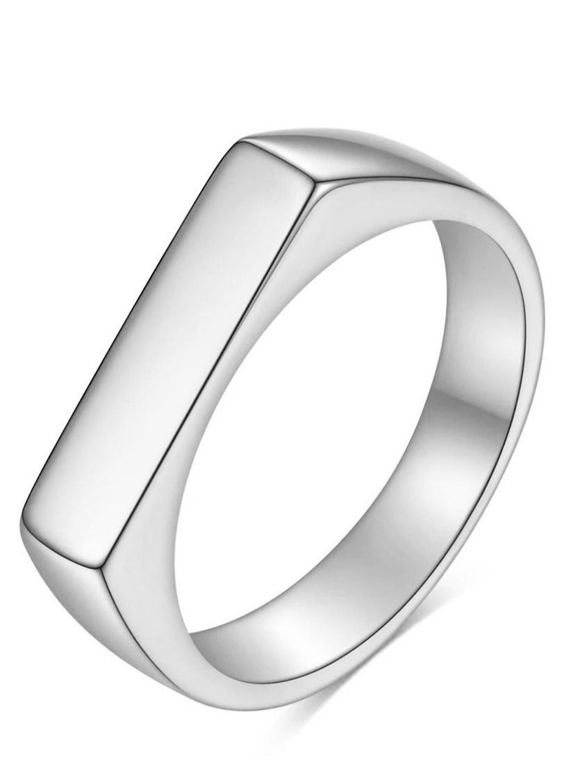 Loquat Stainless Steel Solid Polished Signet Ring