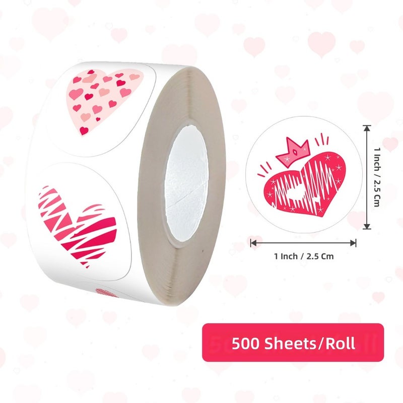 500 stickers/roll Valentine's Day love stickers, love letters, greeting cards, envelopes, bouquets, sealing stickers, sticky stickers, roll  stickers - Image 2