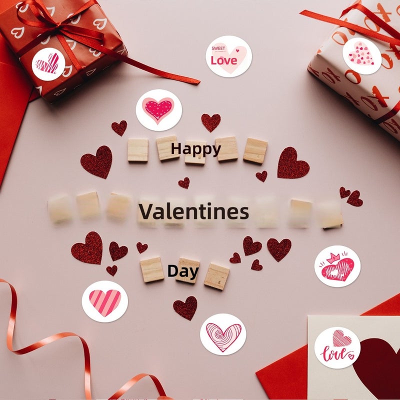 500 stickers/roll Valentine's Day love stickers, love letters, greeting cards, envelopes, bouquets, sealing stickers, sticky stickers, roll  stickers - Image 5