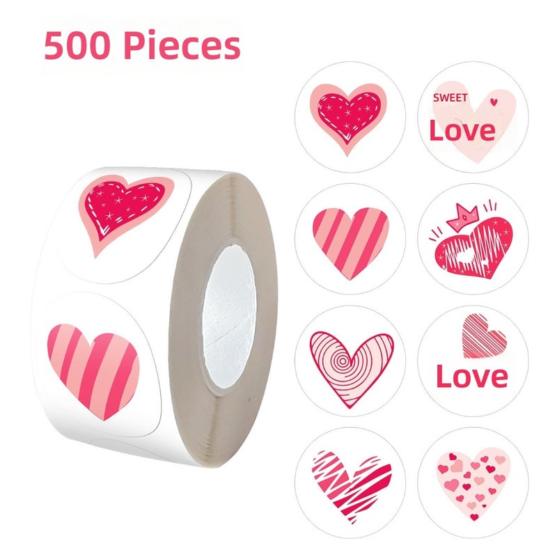 500 stickers/roll Valentine's Day love stickers, love letters, greeting cards, envelopes, bouquets, sealing stickers, sticky stickers, roll  stickers - Image 1