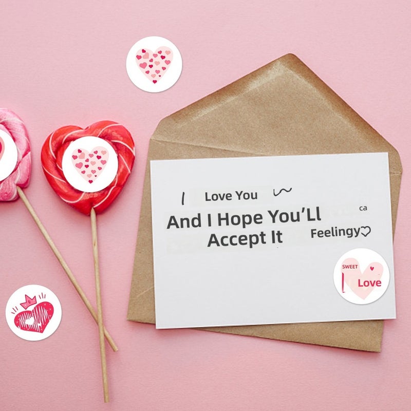 500 stickers/roll Valentine's Day love stickers, love letters, greeting cards, envelopes, bouquets, sealing stickers, sticky stickers, roll  stickers - Image 3