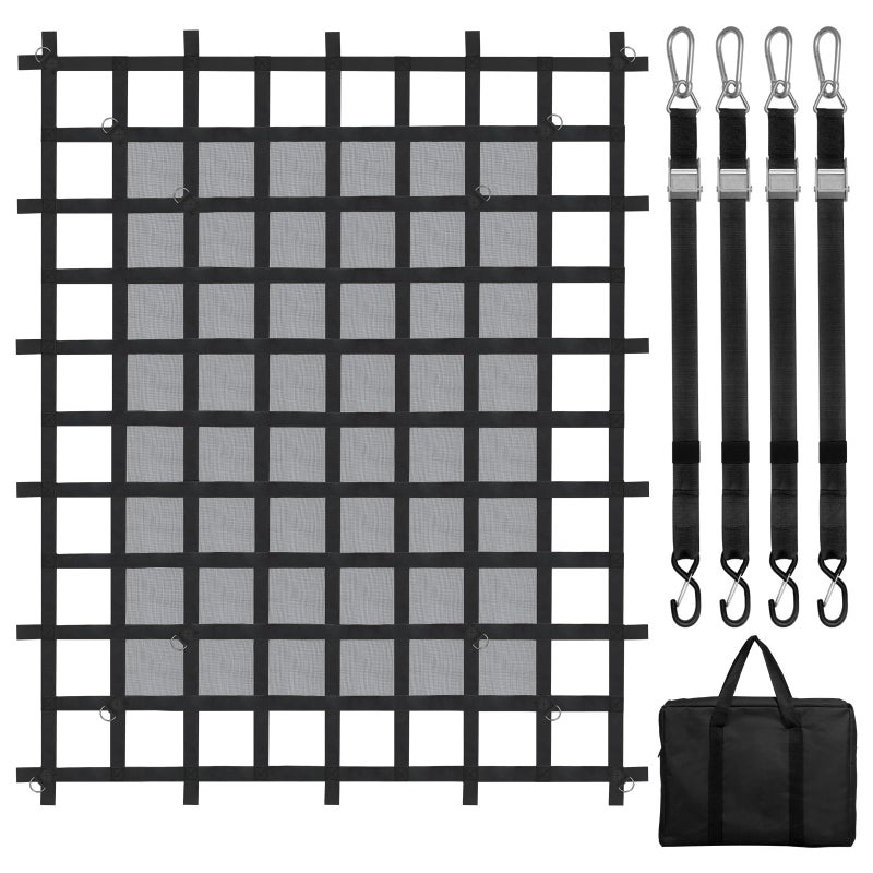 VEVOR Cargo Net for Pickup Truck Bed, 6' x 4.75' Heavy Duty Truck Cargo Net Safety Mesh Net with 4 S-Hook Straps with Carabiners & S-Hooks for Trailer, Pickup, Boat, Jeep, SUV - Image 1