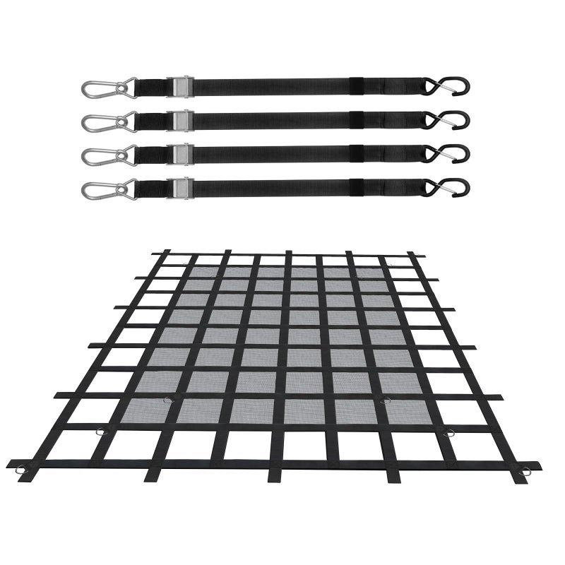 VEVOR Cargo Net for Pickup Truck Bed, 6' x 4.75' Heavy Duty Truck Cargo Net Safety Mesh Net with 4 S-Hook Straps with Carabiners & S-Hooks for Trailer, Pickup, Boat, Jeep, SUV - Image 4