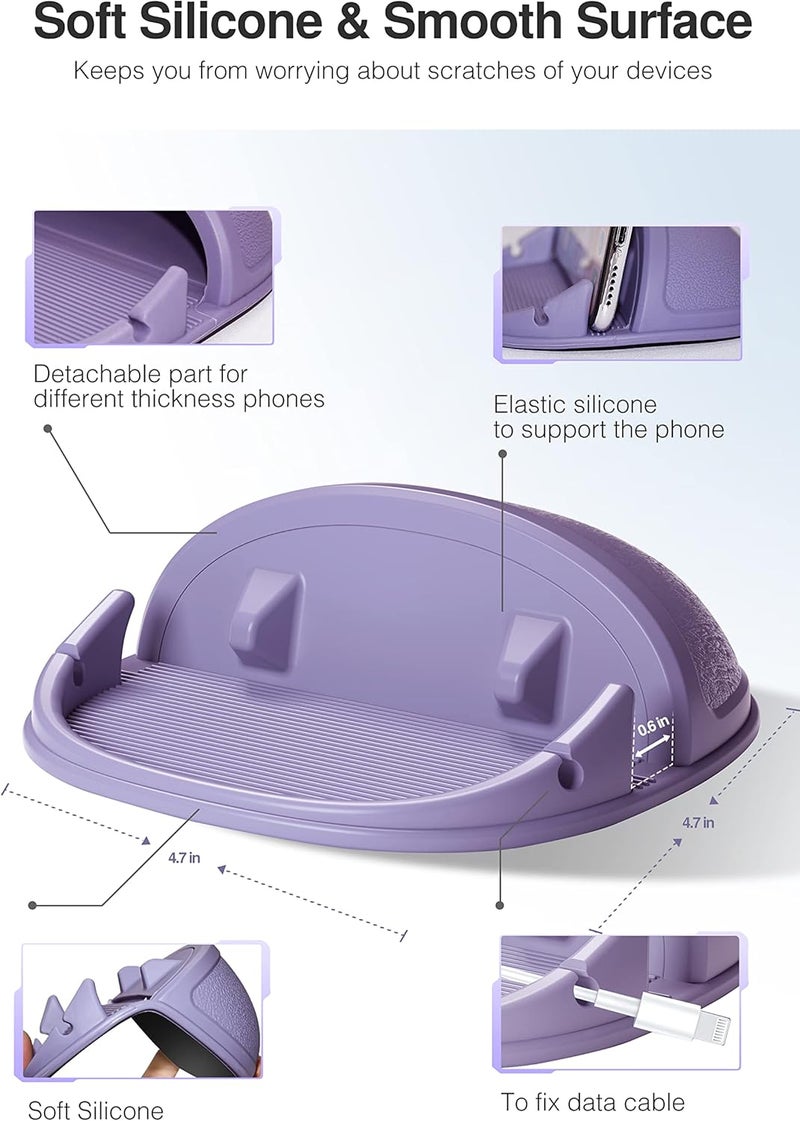 Loncaster Car Phone Holder, Car Phone Mount Silicone Car Pad Mat for Various Dashboards, Slip Free Desk Phone Stand Compatible with iPhone, Samsung, Android Smartphones, GPS Devices More (Purple) - Image 3
