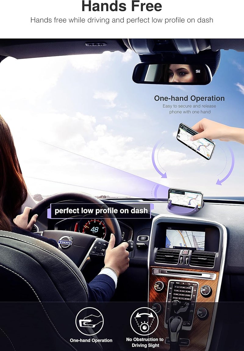 Loncaster Car Phone Holder, Car Phone Mount Silicone Car Pad Mat for Various Dashboards, Slip Free Desk Phone Stand Compatible with iPhone, Samsung, Android Smartphones, GPS Devices More (Purple) - Image 2