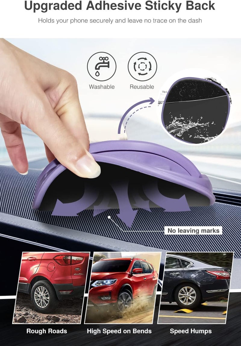 Loncaster Car Phone Holder, Car Phone Mount Silicone Car Pad Mat for Various Dashboards, Slip Free Desk Phone Stand Compatible with iPhone, Samsung, Android Smartphones, GPS Devices More (Purple) - Image 5