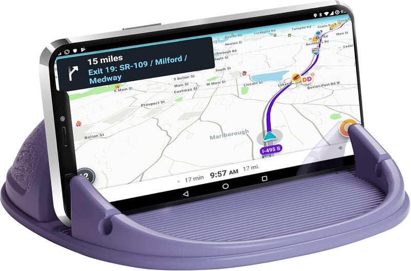 Loncaster Car Phone Holder, Car Phone Mount Silicone Car Pad Mat for Various Dashboards, Slip Free Desk Phone Stand Compatible with iPhone, Samsung, Android Smartphones, GPS Devices More (Purple) - Image 1