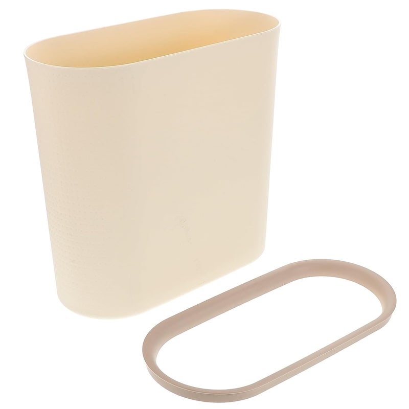 Large Plastic Garbage Bin with Lid, Kitchen Trash Can for Bathroom and Laundry Room, Narrow Space Wastebasket for Home Office Bedroom - Image 1