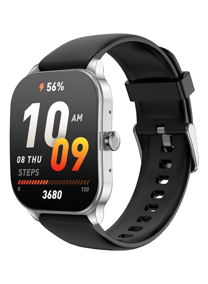REBENUO Pop 3S Smart Watch with 1.96 AMOLED Display Bluetooth Calling SpO2 12-Day Battery Life AI Voice Assistance 100 Sports Modes 24H HR Monitor Music Control Over 100Watch Faces Last Version Silver - Image 1