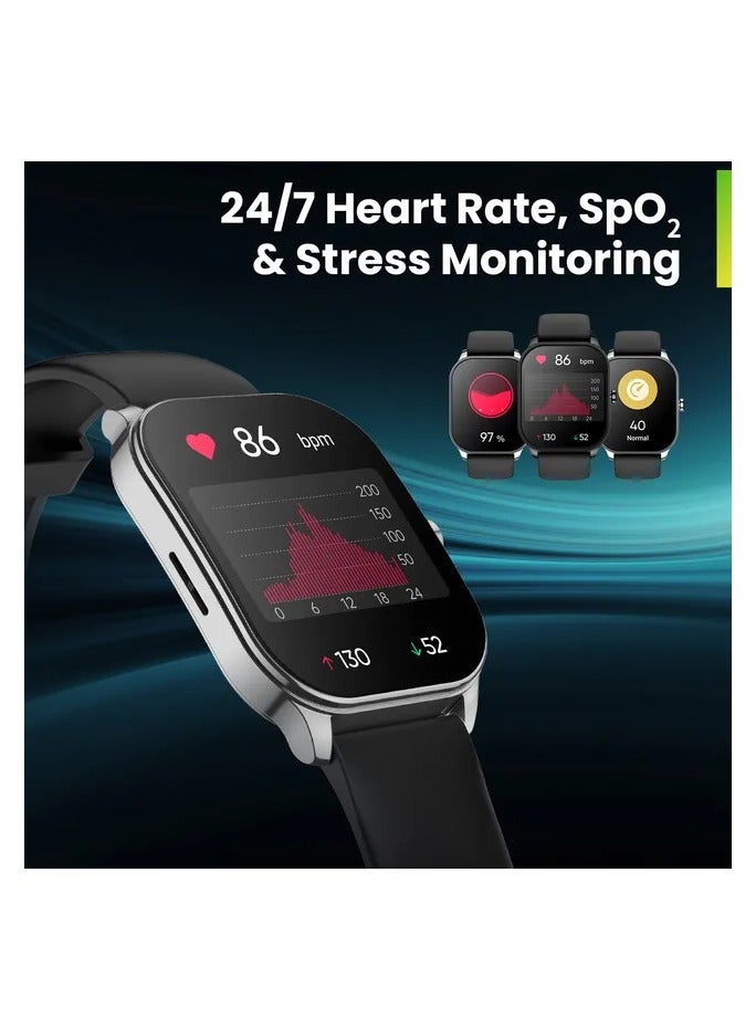 REBENUO Pop 3S Smart Watch with 1.96 AMOLED Display Bluetooth Calling SpO2 12-Day Battery Life AI Voice Assistance 100 Sports Modes 24H HR Monitor Music Control Over 100Watch Faces Last Version Silver - Image 3