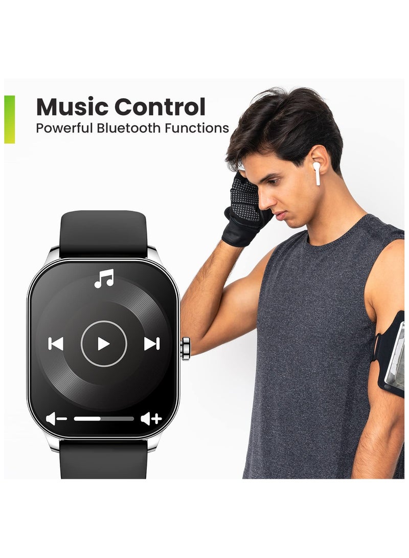 REBENUO Pop 3S Smart Watch with 1.96 AMOLED Display Bluetooth Calling SpO2 12-Day Battery Life AI Voice Assistance 100 Sports Modes 24H HR Monitor Music Control Over 100Watch Faces Last Version Silver - Image 4