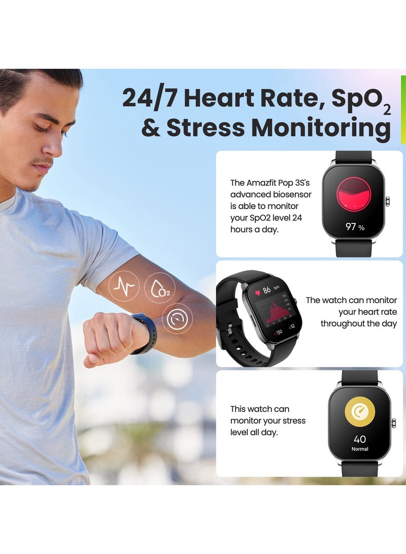 REBENUO Pop 3S Smart Watch with 1.96 AMOLED Display Bluetooth Calling SpO2 12-Day Battery Life AI Voice Assistance 100 Sports Modes 24H HR Monitor Music Control Over 100Watch Faces Last Version Silver - Image 5