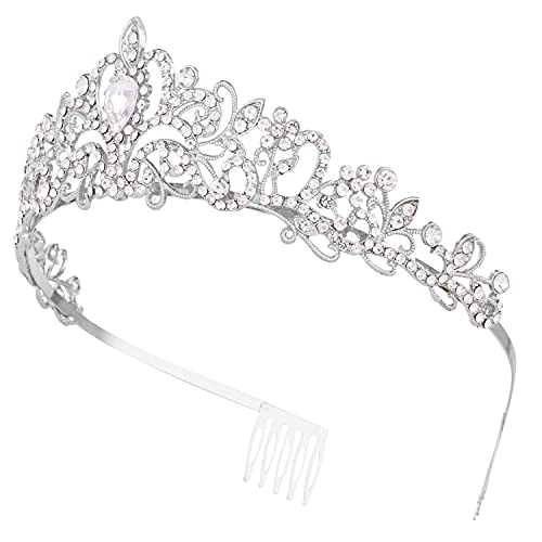 Vofler Princess Peach Crown, Fairy Godmother Rapunzel Costume Tiara for Women Silver Coronas para 15 Años Hair Accessories for Princess Bride Diaries Party Quinceanera Prom Wedding Birthday Girls - Image 4