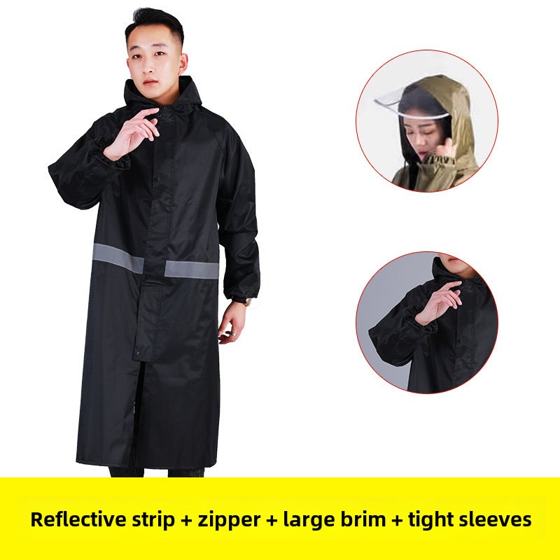 Generic Long Reflective Security Raincoat Thicker Full Body Waterproof Black reflective zipper